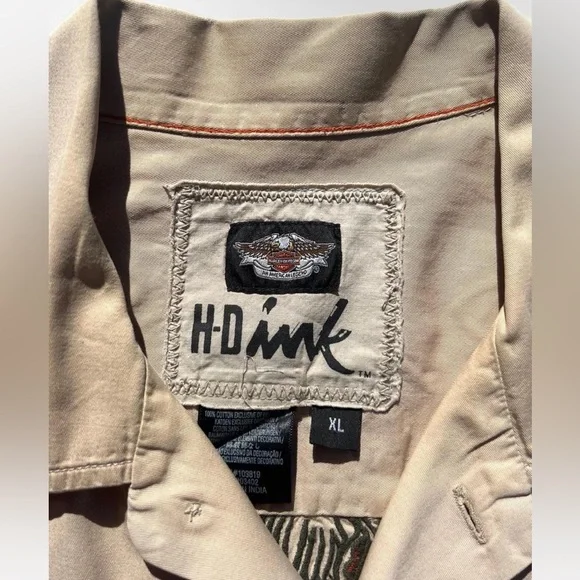 Vintage Harley Davidson Short Sleeve Button Up Shirt Eagle and Snake - Picture 4 of 9